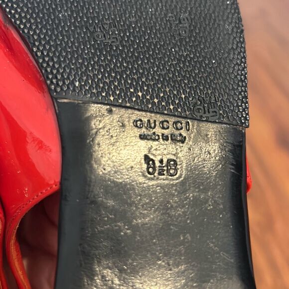 Gucci red Patton leather peep to flats with horse bit size 8.5 - Picture 6 of 8